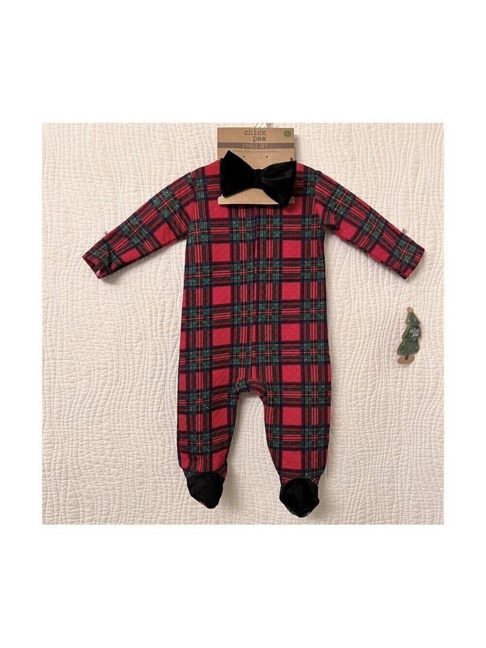 Babys Christmas Footed Coverall Set NEW 0/3m Sleep Play Jumper Holiday Outfit